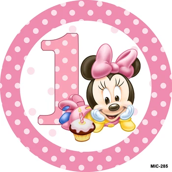 Disney Minnie Mouse Rotund Cerc Happy 1st Birthday Party Fundaluri Ziua Photozone Copii Decor de Fundal Personalizate