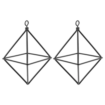 2X de sine Statatoare Ghivece Suspendate Geometrice Batante din Fier Forjat Tillandsia Plante de Aer Suport Triunghiular în Formă de Rack