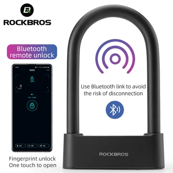 ROCKBROS Biciclete Inteligent de Amprente Forma de U de Blocare rezistent la apa APLICAȚIA Bluetooth USB Debloca de Blocare Pentru Motociclete Biciclete Electrice Usa