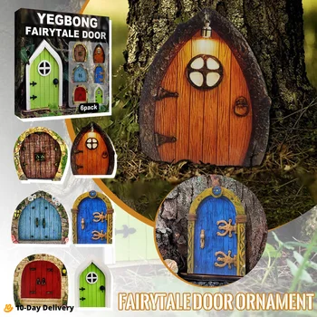 6pcs Basme Ușă Decor Ornamente din Lemn Fairys Copac Pitic Ușa Acasa Jucarii pentru Copii, Decoratiuni de Gradina Miniaturi