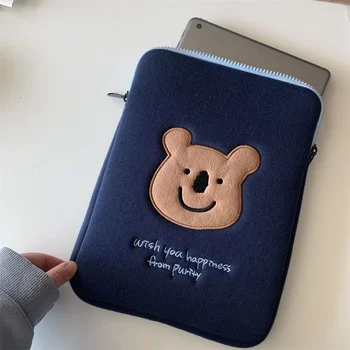 Japonia și coreea de desene animate drăguț urs broderie 11/13/15 inch ipad sac de linie ins calculator comprimat sac sac de depozitare