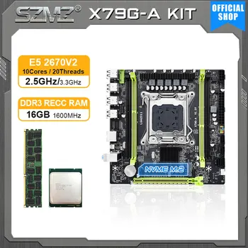 SZMZ X79G-O placa de baza Stabilit cu Xeon E5 2670 V2 CPU și 16GB DDR3 X79 kit placa mae e processador memoria LGA 2011 V1 V2
