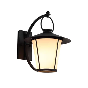 Vintage din Fier Forjat Negru Mat Vopsit în aer liber Lampa de Perete rezistent la apa E27 LED Lumina de Perete cu Alb Lăptos Umbra de Sticlă Curte