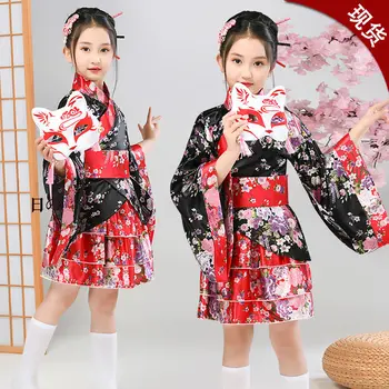 Fată Copil Tradiționale Japoneze Yukata Kimono Cu Obi Rochie De Seara Vintage Geisha Kimono Spectacol De Teatru Costum Cosplay